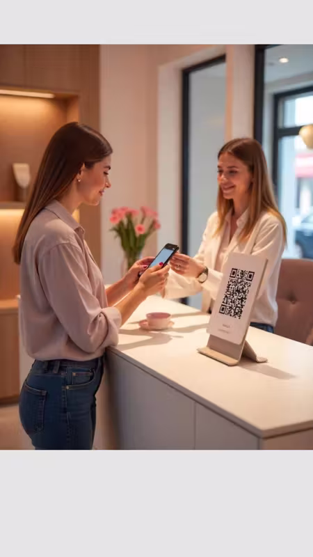 Retail boutique — customer scanning QR code on mobile